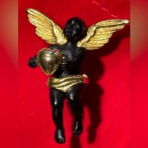 Vintage Coreen Simpson Black Cupid Brooch